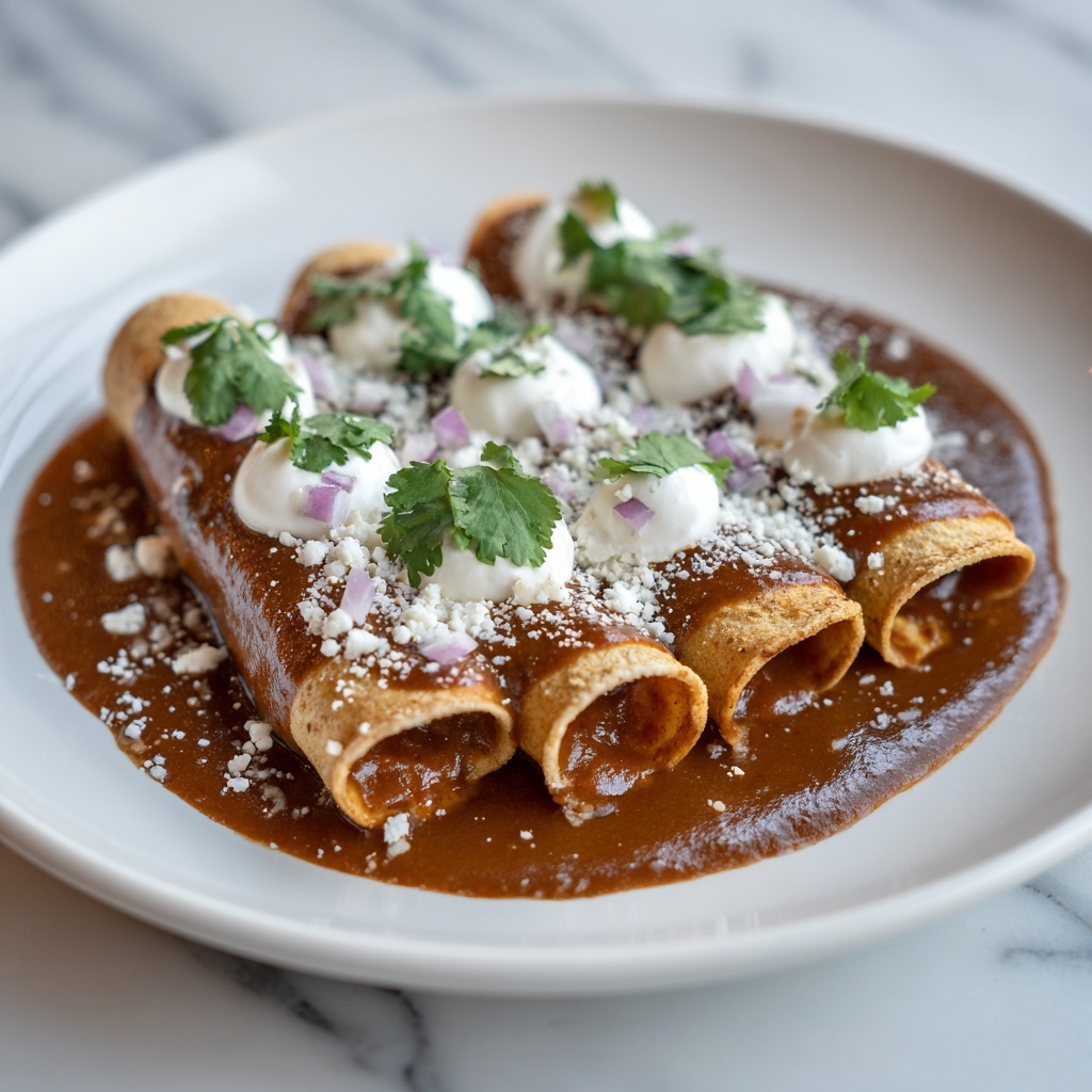 Enfrijoladas Mexicanas: Creamy Black Bean Sauce Enchiladas Recipe - Recipe Image