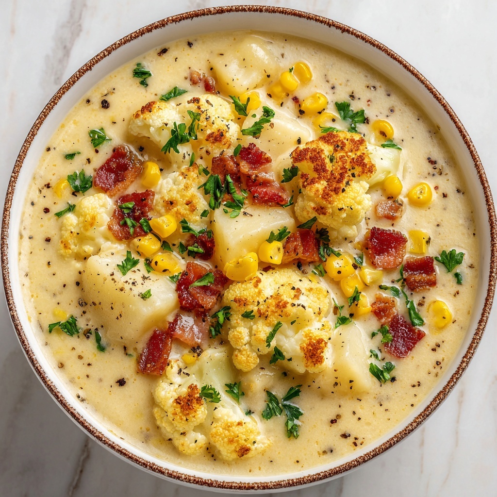 Slow Cooker Cauliflower Corn Chowder with Chicken and Potatoes Recipe - Recipe Image