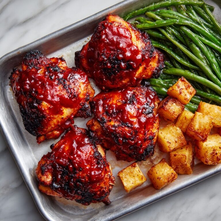 Sheet Pan BBQ Chicken, Potatoes, and Green Beans Recipe