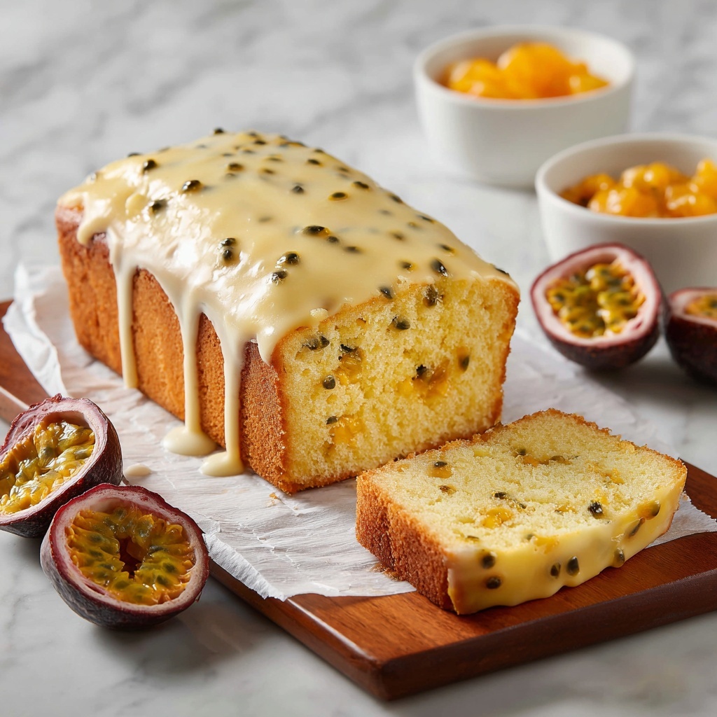 Vegan Passion Fruit Cake with Passion Fruit Glaze Recipe - Recipe Image