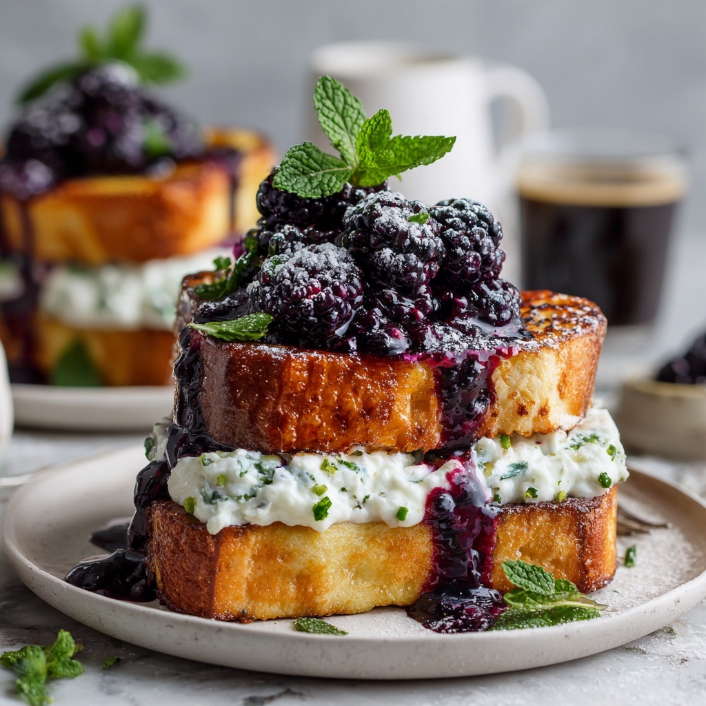 Blackberry Compote French Toast with Lemon-Spiced Berries and Maple Drizzle Recipe - Recipe Image