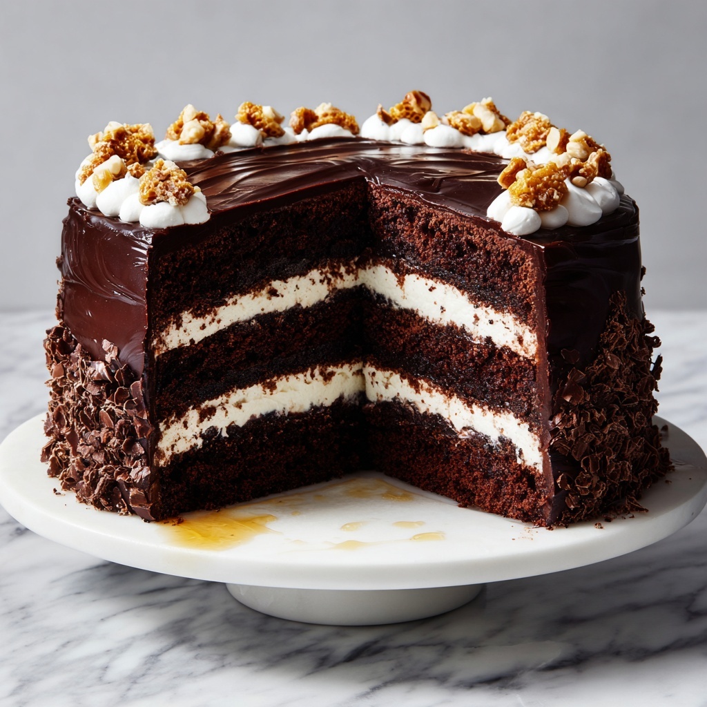 Chocolate Honey Cake with Raspberry Garnish and Rich Custard Recipe - Recipe Image