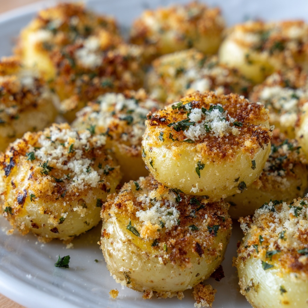 Crispy Garlic Parmesan Crusted Potatoes Recipe - Recipe Image