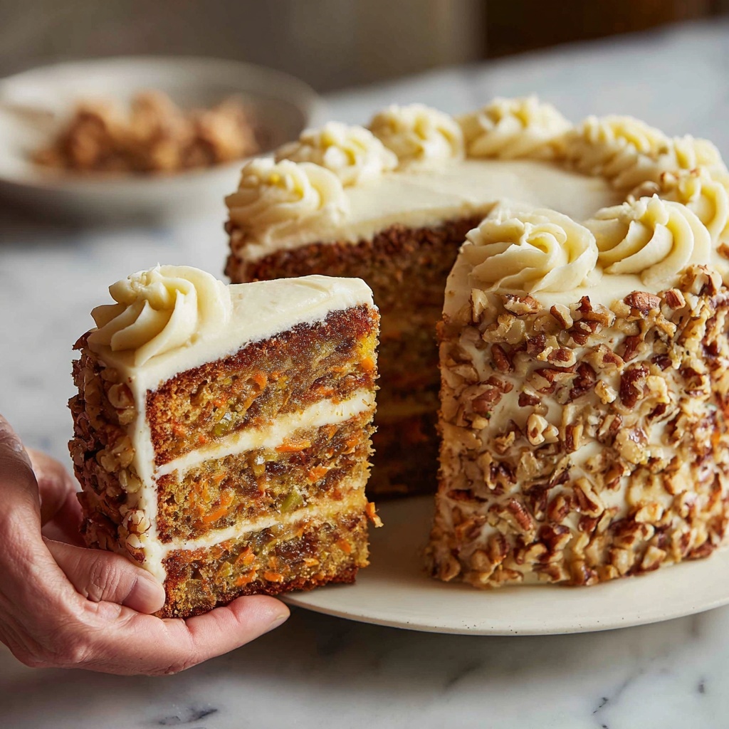 Homemade Moist Carrot Cake with Cream Cheese Frosting Recipe - Recipe Image