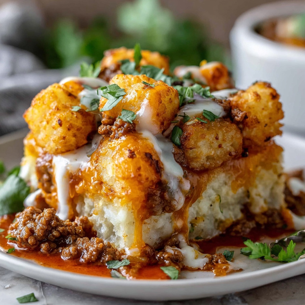 Cheesy Tater Tot Meatloaf Casserole Recipe - Recipe Image