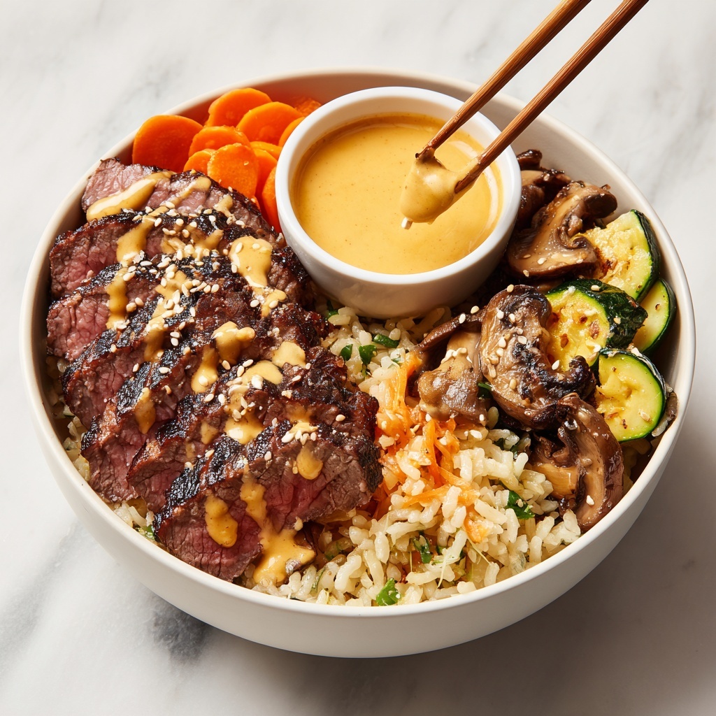 Hibachi Steak Bowls with Vegetables, Fried Rice, and Yum Yum Sauce Recipe - Recipe Image