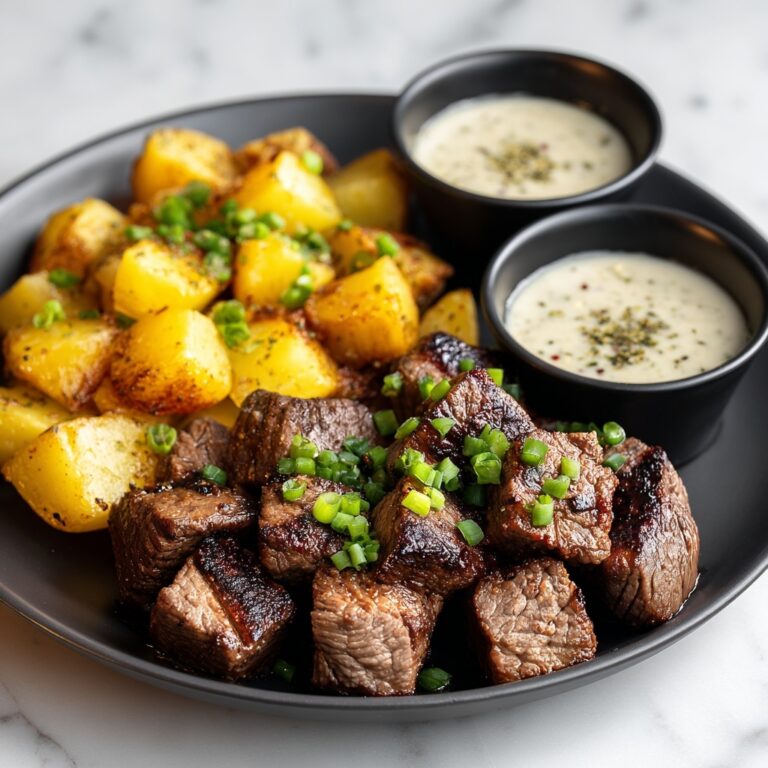 Garlic Butter Steak Bites with Crispy Smashed Potatoes Recipe