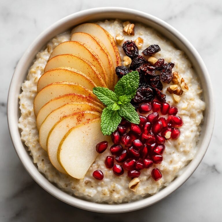 Steel Cut Oats with Maple Roasted Pears, Pomegranate Seeds, and Nuts Recipe