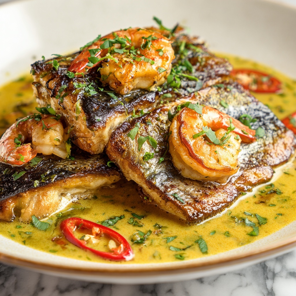 Cajun Red Snapper and Shrimp Grits with Creamy Sauce Recipe - Recipe Image