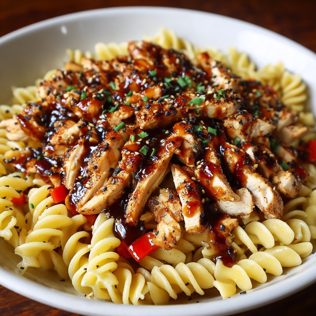 Sweet and Spicy Honey Pepper Chicken with Creamy Macaroni and Cheese Recipe - Recipe Image