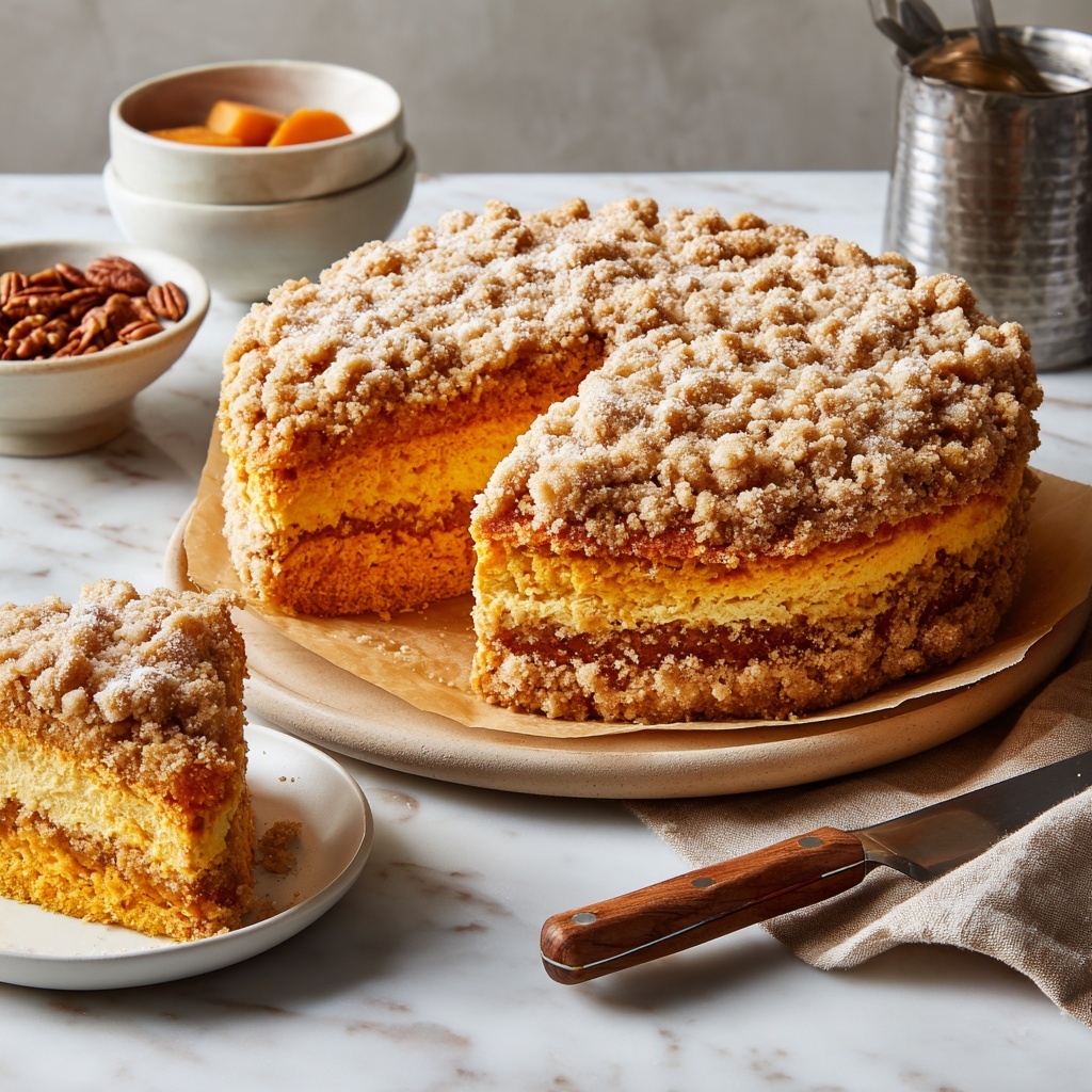 Vegan Sweet Potato Coffee Cake with Cranberry Walnut Crumble Recipe - Recipe Image