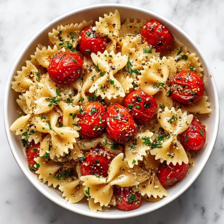 Garlic Cherry Tomato Bowtie Pasta with Basil and Parmesan Recipe
