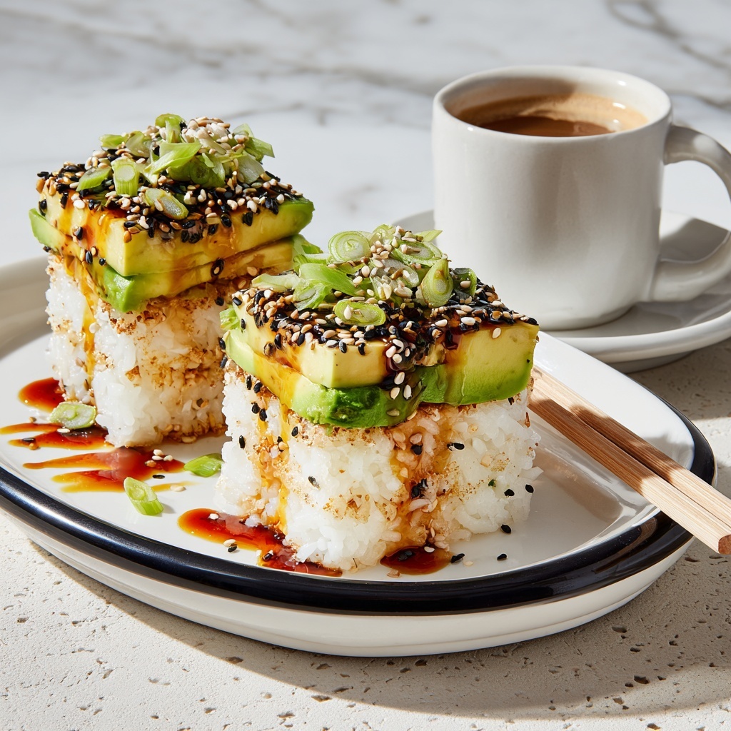 Teriyaki Cauliflower Rice Stacks with Avocado and Spicy Mayo Recipe - Recipe Image
