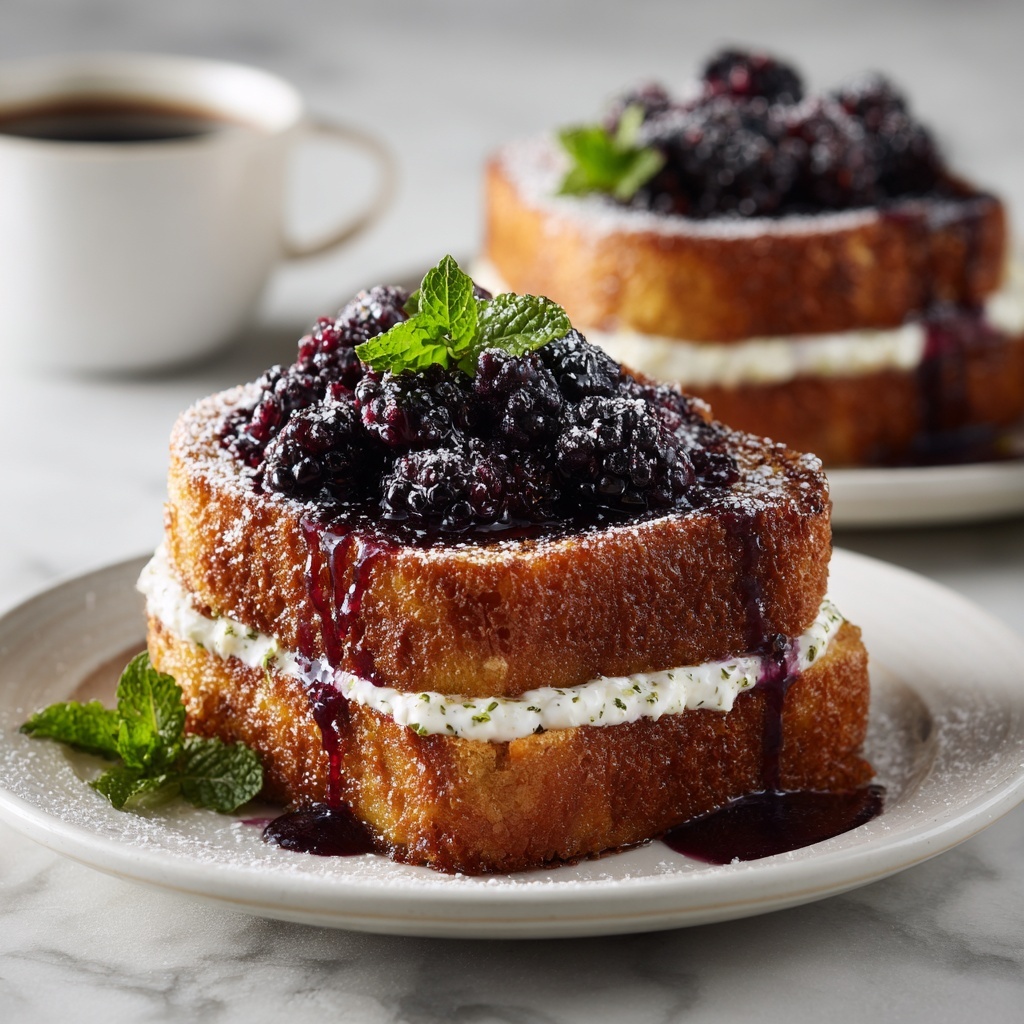 Blackberry Compote French Toast with Lemon-Spiced Berries and Maple Drizzle Recipe - Recipe Image