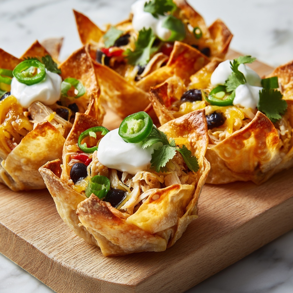 Mini Chicken Fajita Wonton Cups Recipe - Recipe Image