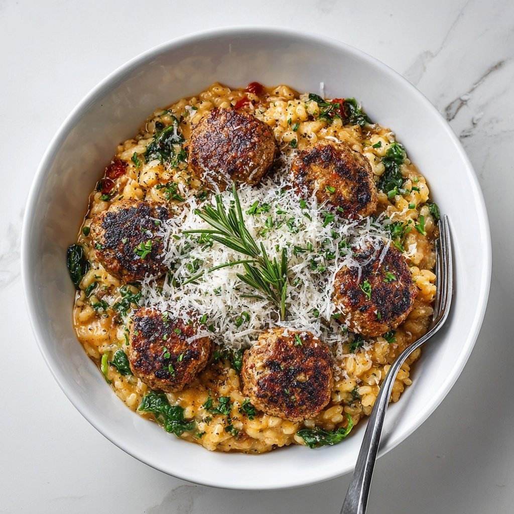 Rosemary Chicken Meatballs with Tomato Orzo Recipe - Recipe Image
