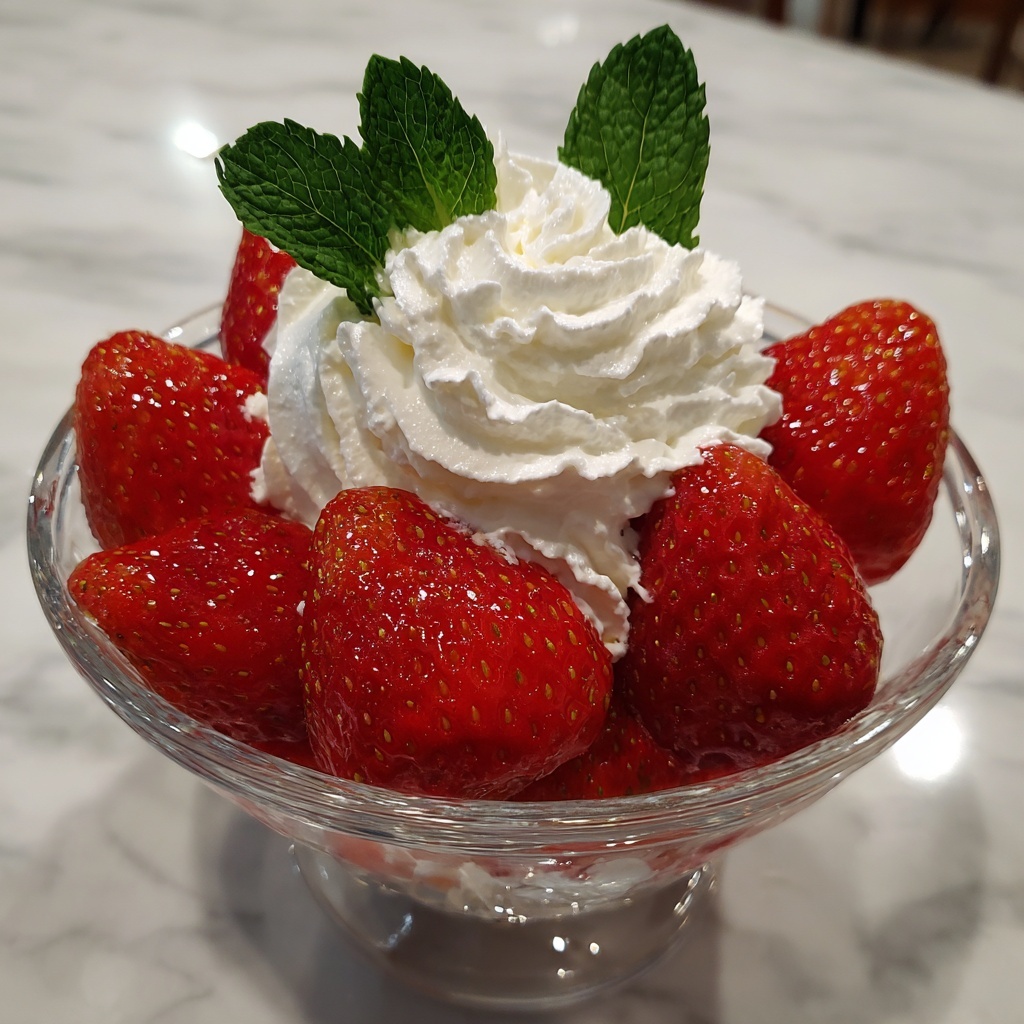 Strawberries with Mint-Infused Cream Recipe - Recipe Image
