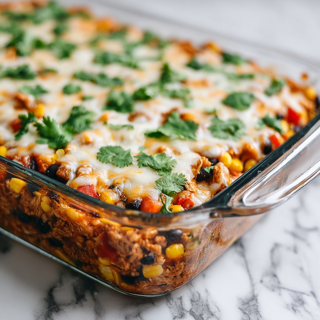 Easy Chicken Burrito Casserole Recipe - Recipe Image