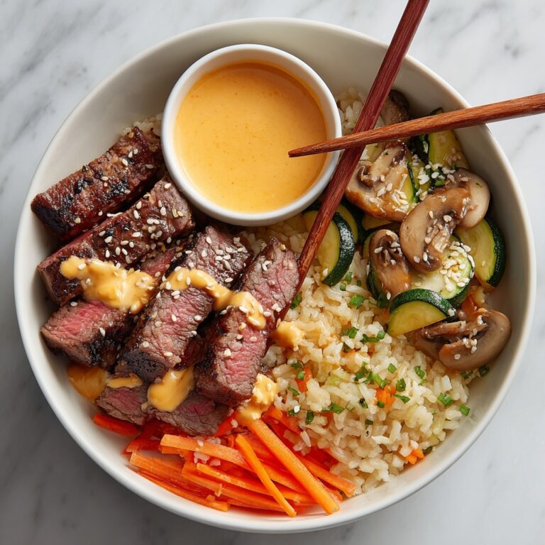 Hibachi Steak Bowls with Vegetables, Fried Rice, and Yum Yum Sauce Recipe