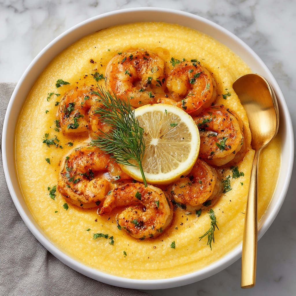 Honey Butter Cajun Shrimp with Smoked Gouda Grits Recipe - Recipe Image