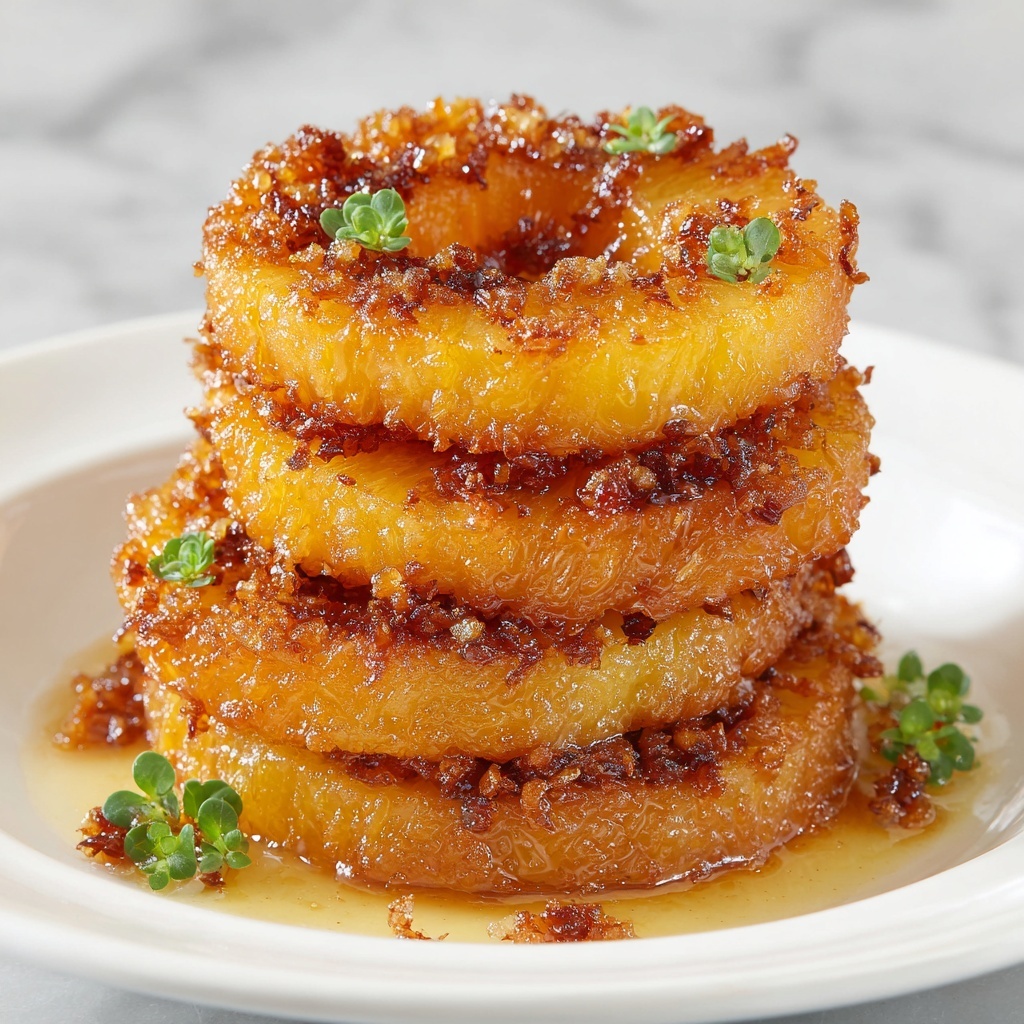 Crispy Fried Pineapple Rings with Spiced Batter and Optional Sweet Toppings Recipe - Recipe Image