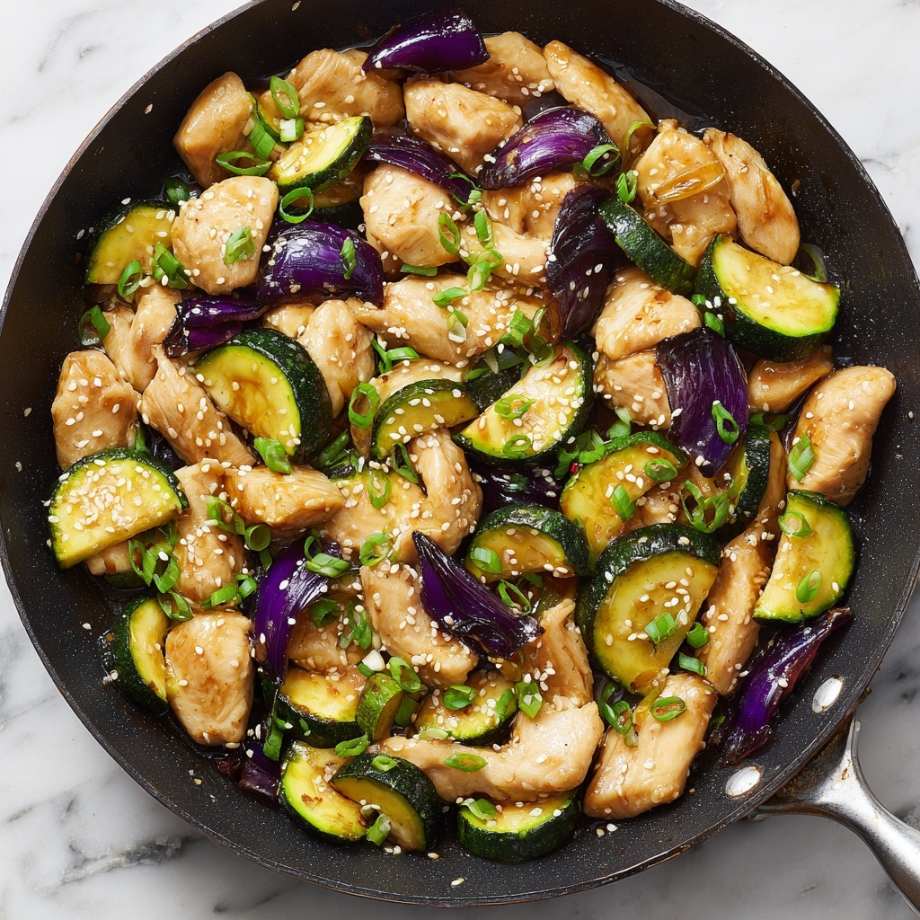 Zucchini Chicken Stir Fry with Ginger and Sesame Recipe - Recipe Image