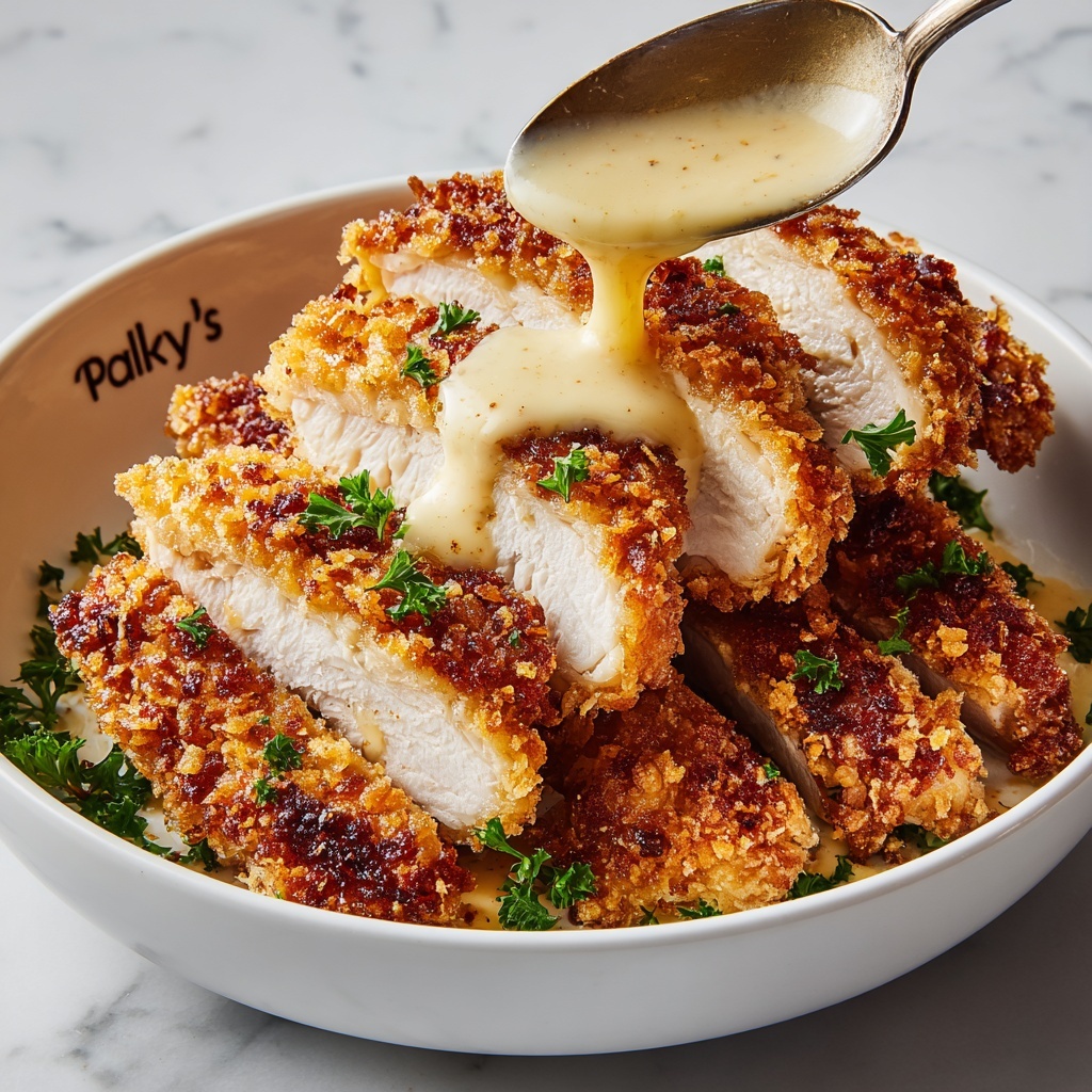 Crispy Parmesan Chicken with Rich Garlic Sauce Recipe - Recipe Image