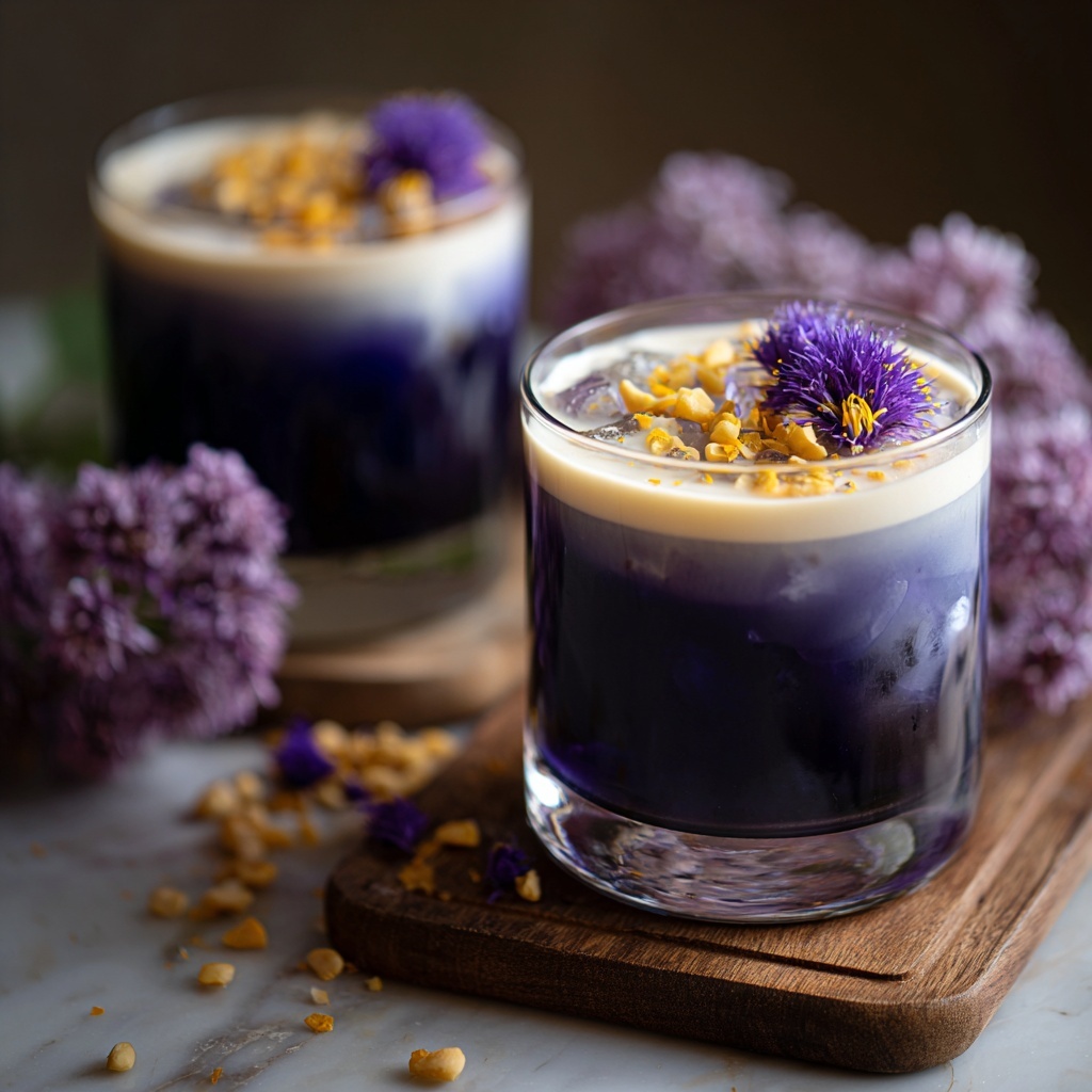 Iced Butterfly Pea Flower Tea Latte Recipe - Recipe Image