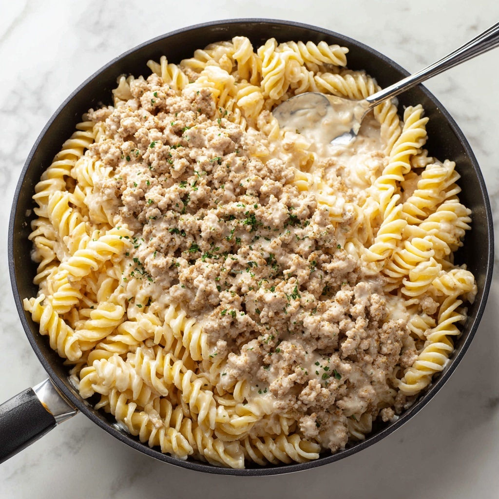 Stovetop Creamy Ground Beef Pasta Recipe - Recipe Image