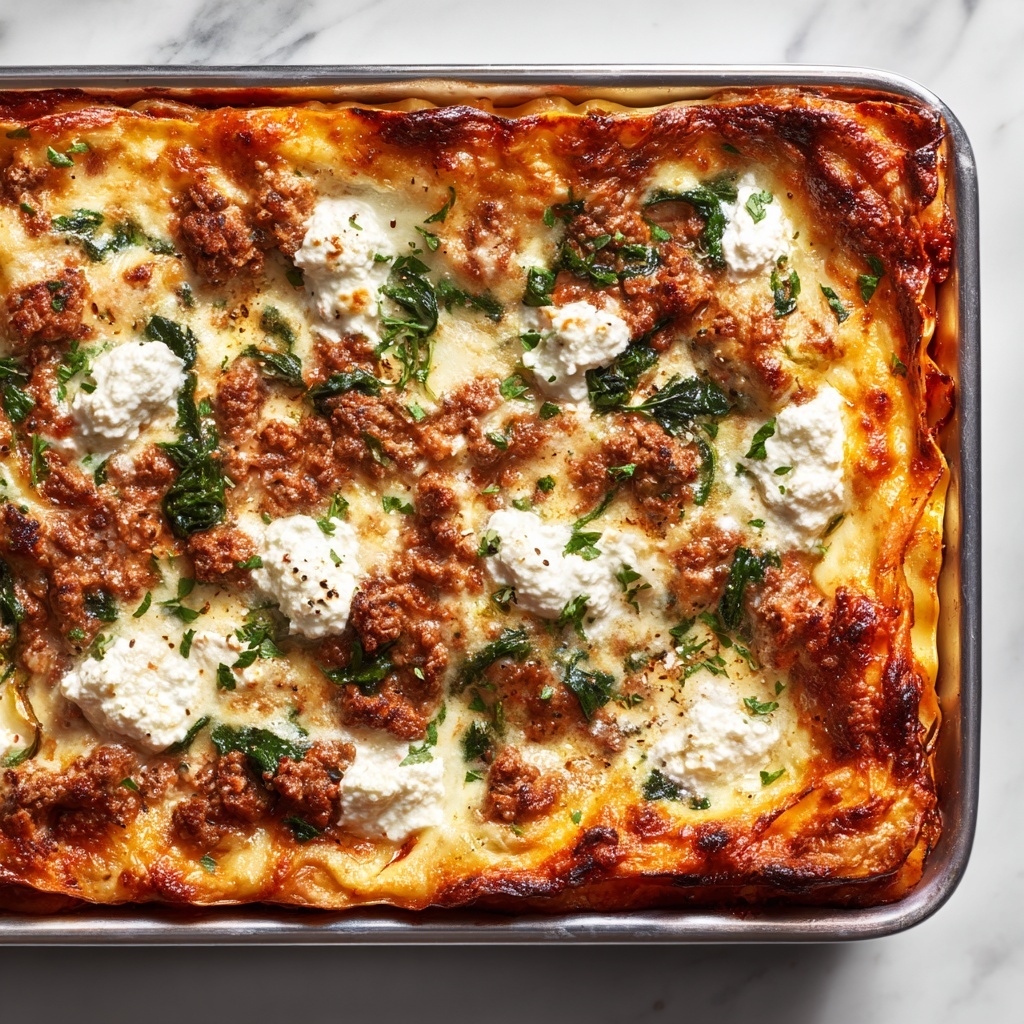 Sheet Pan Lasagna with Spinach, Ricotta, and Melted Mozzarella Recipe - Recipe Image