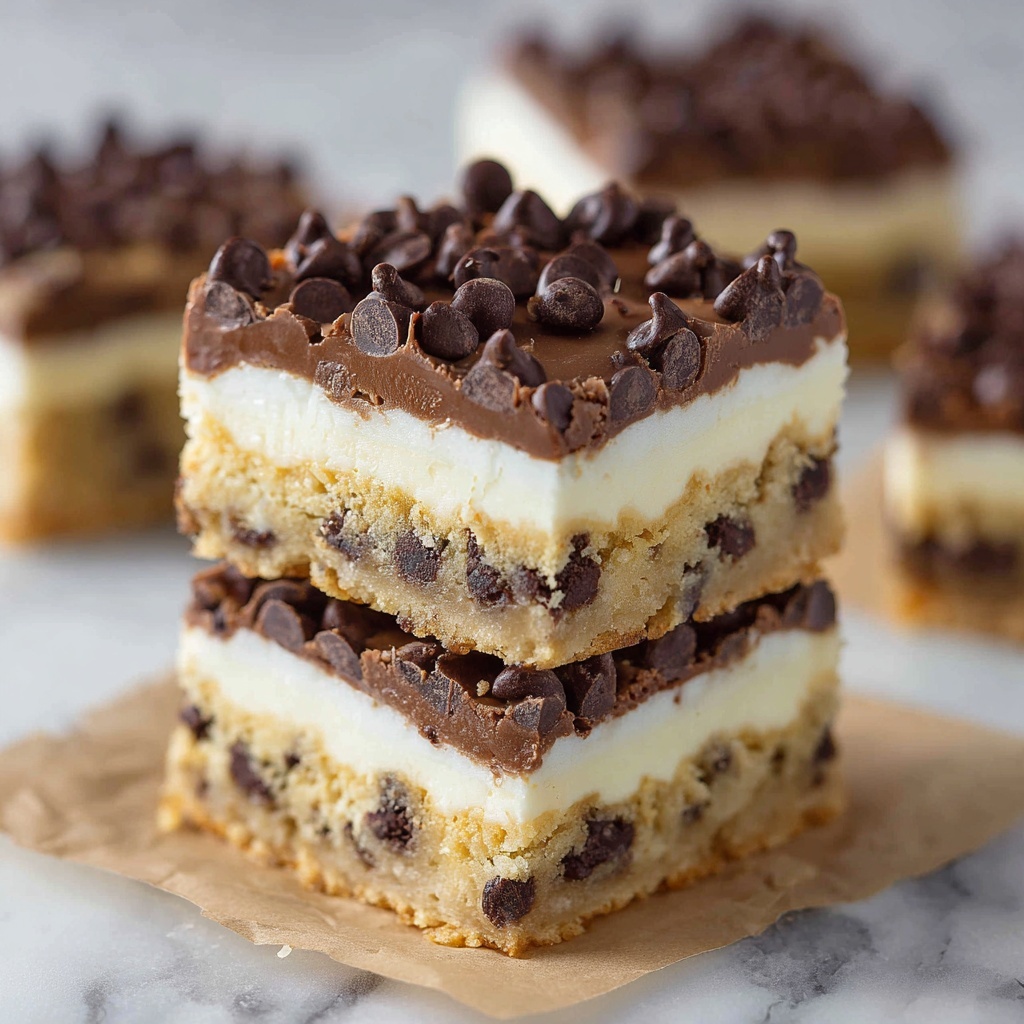 No-Bake Cookie Dough Cheesecake Bars Recipe - Recipe Image