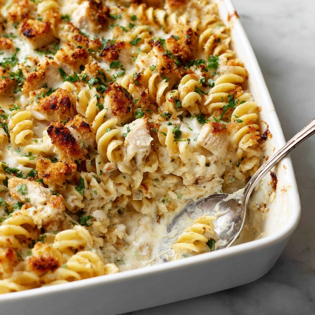 Creamy Garlic Parmesan Chicken Pasta Bake Recipe - Recipe Image