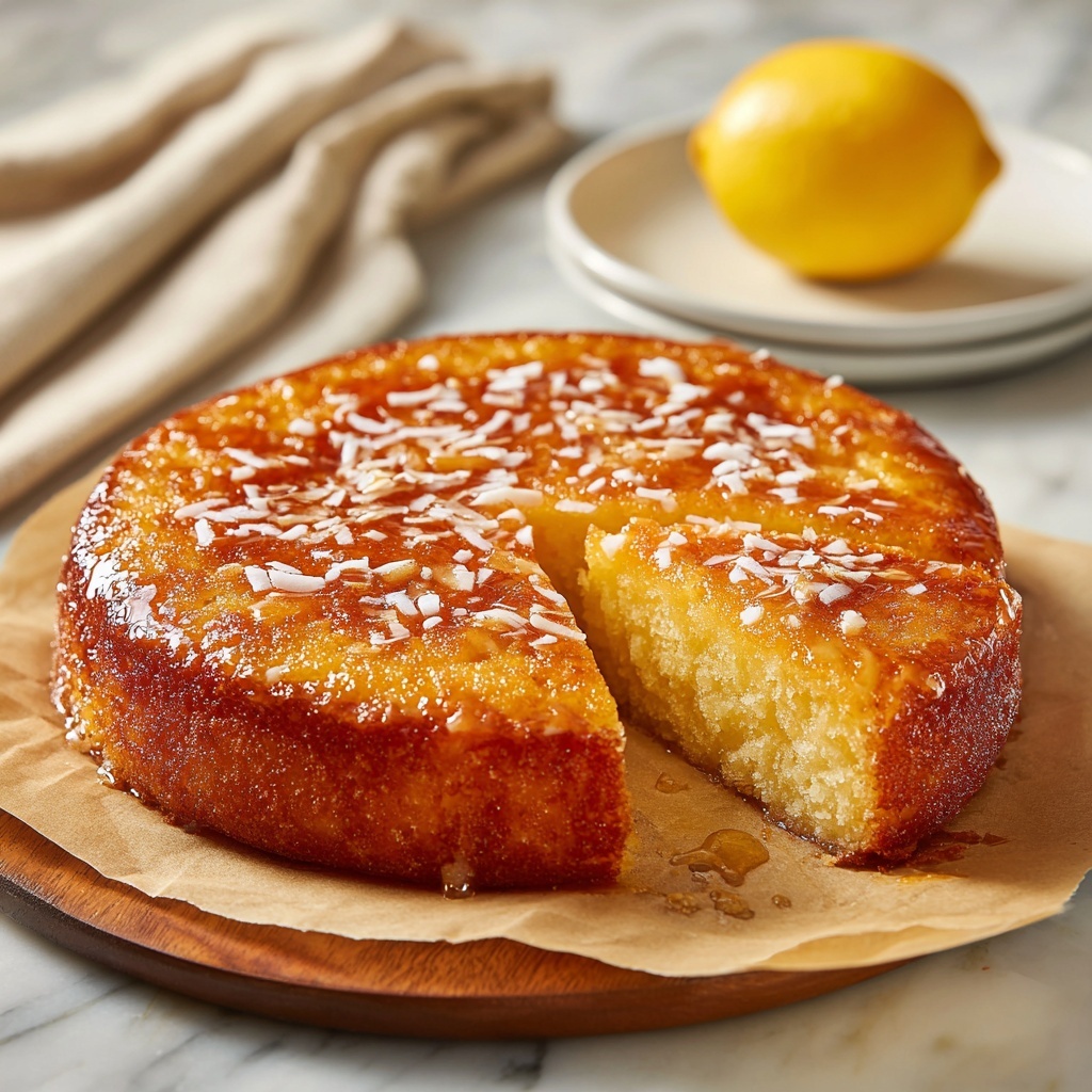 Sticky Coconut Lemon Cake Recipe - Recipe Image