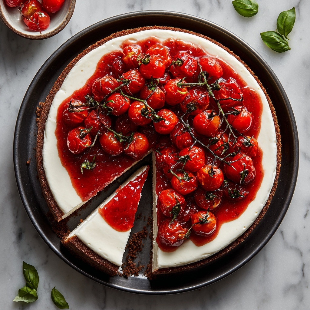 Cheesecake with Roasted Tomato Jam & Parmesan Crust Recipe - Recipe Image
