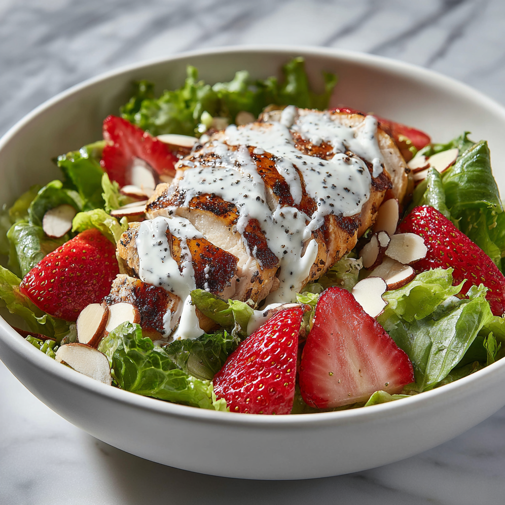 Strawberry Chicken Salad with Poppyseed and Raspberry Vinaigrette Recipe - Recipe Image