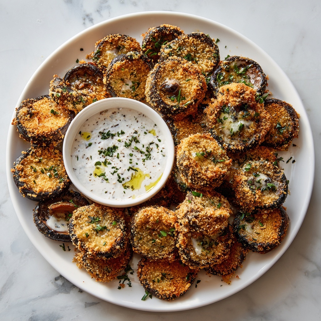 Fried Sliced Mushrooms with Ranch Dipping Sauce Recipe - Recipe Image