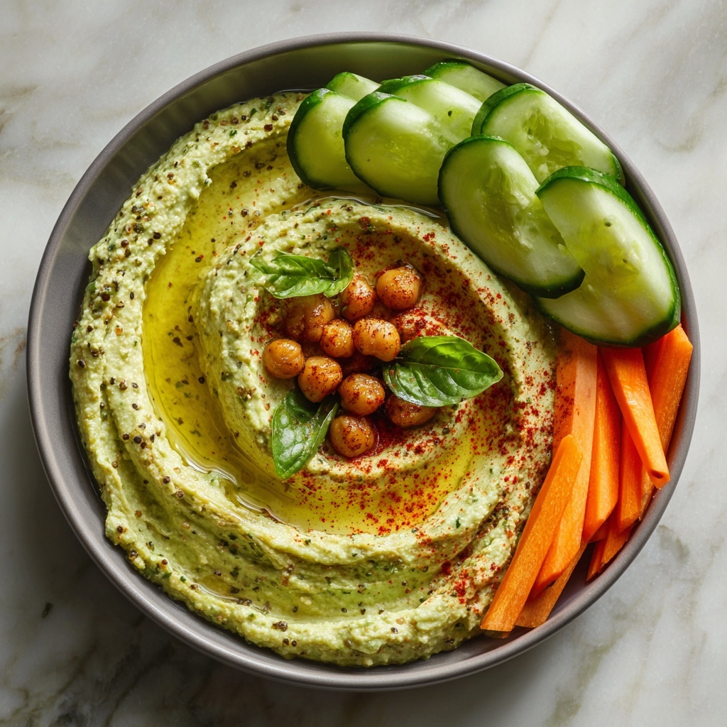 Fresh Summer Basil Hummus Recipe - Recipe Image