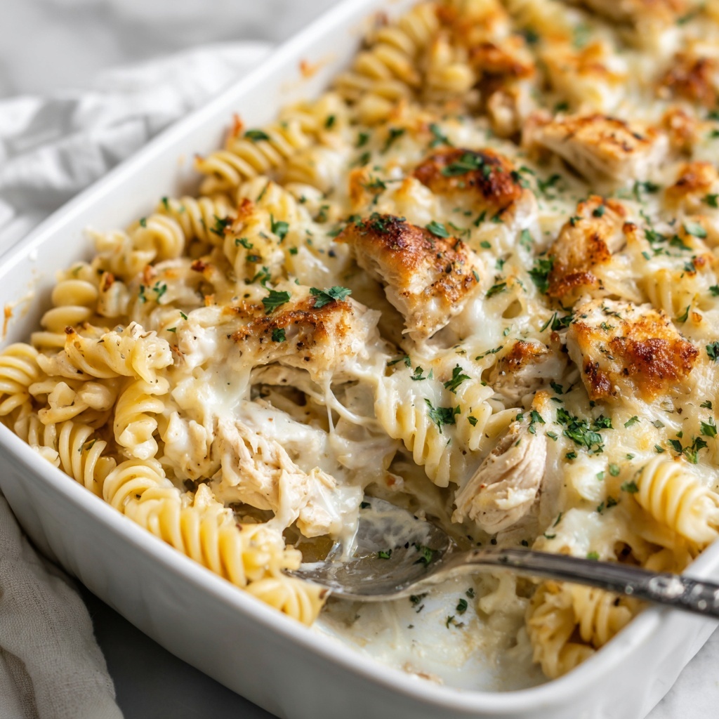 Creamy Garlic Parmesan Chicken Pasta Bake Recipe - Recipe Image