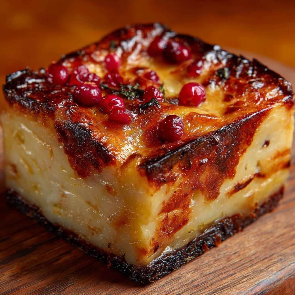 Spiced Cranberry Pear Bread Pudding Recipe - Recipe Image