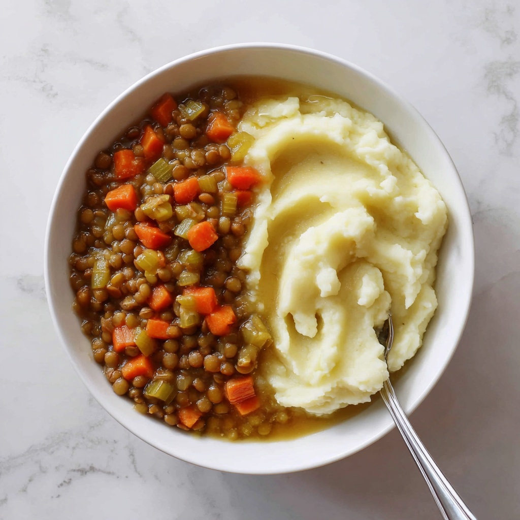 Easy Vegan Lentil Stew with Mashed Potatoes Recipe - Recipe Image