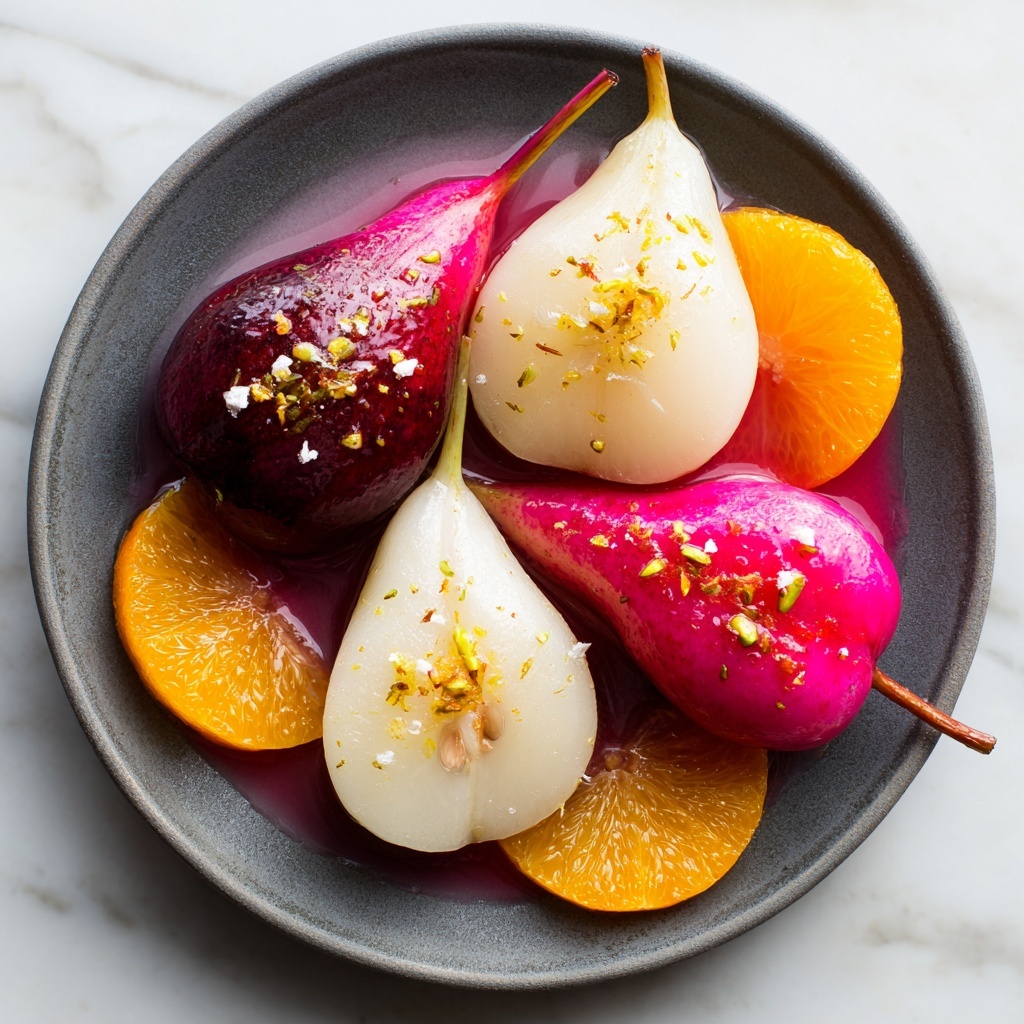 Hibiscus & Orange Poached Pears with Vanilla Coconut Yoghurt Recipe - Recipe Image