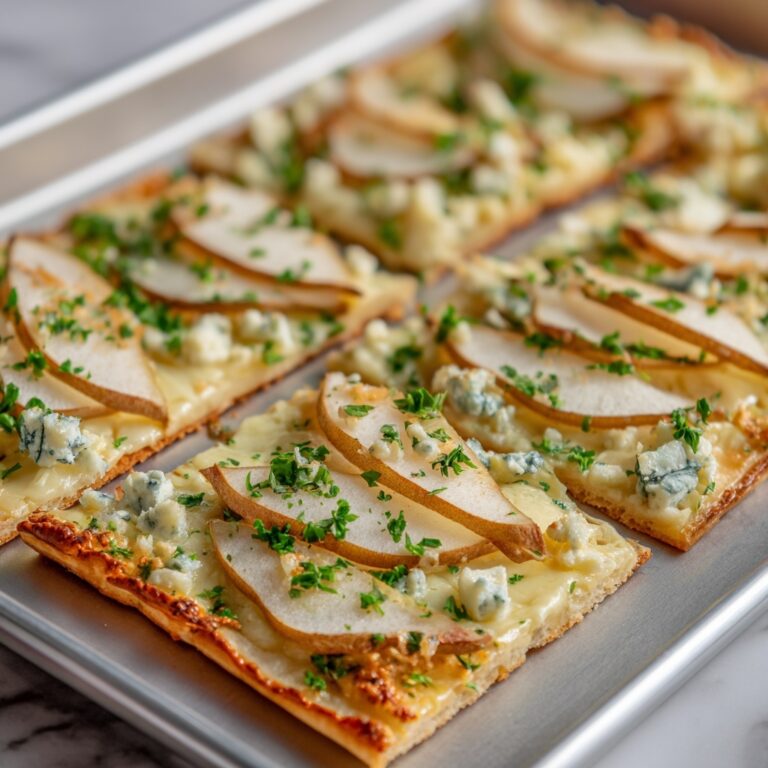 Pear and Gorgonzola Flatbread with Honey, Walnuts, and Arugula Recipe