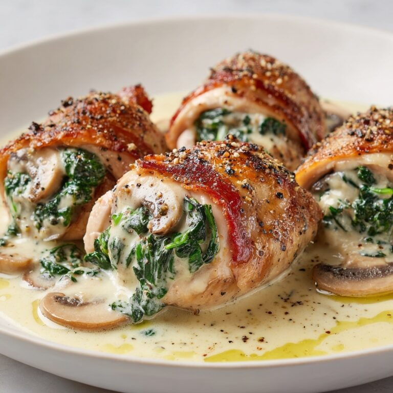 Creamy Spinach & Mushroom Chicken (Lightened) Recipe
