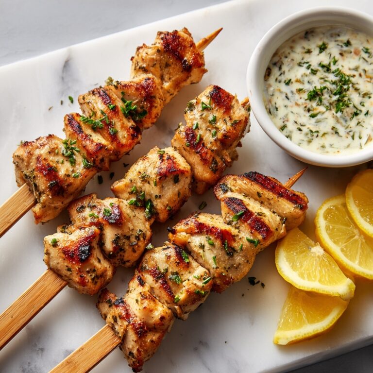 Greek Lemon Chicken Skewers with Tzatziki Sauce Recipe