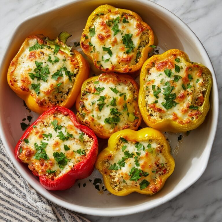Cheesy Stuffed Bell Peppers with Ground Beef, Rice, and Spinach Recipe
