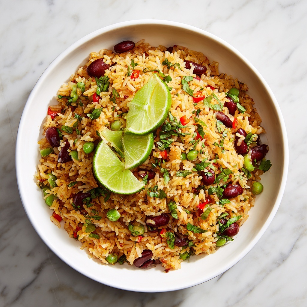 Easy Rice and Bean Stir Fry with Veggies and Toppings Recipe - Recipe Image