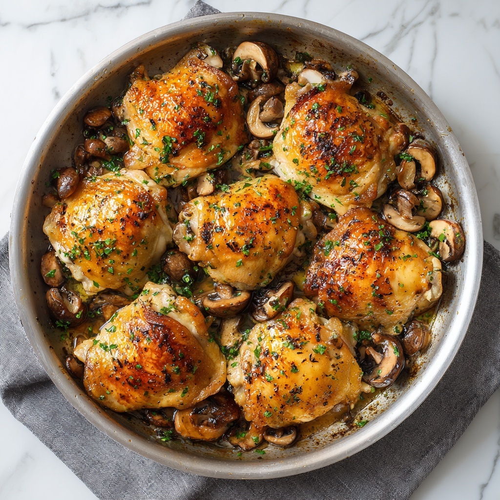 Savory Garlic Mushroom Chicken Thighs in One Pan Bliss Recipe - Recipe Image