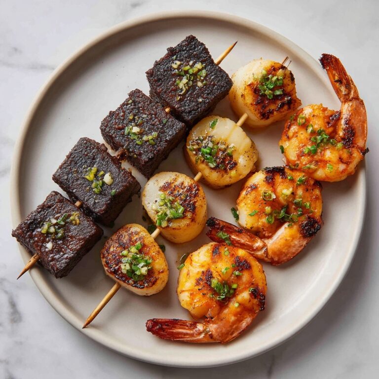 Grilled Steak and Shrimp Skewers with Garlic Butter Recipe