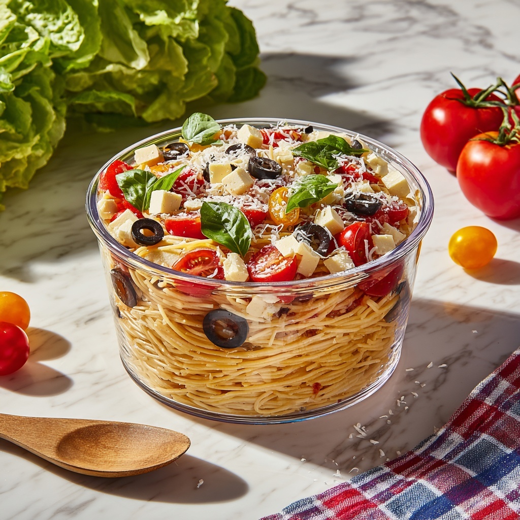 Classic Spaghetti Pasta Salad: A Fresh Twist on Summer Plates Recipe - Recipe Image