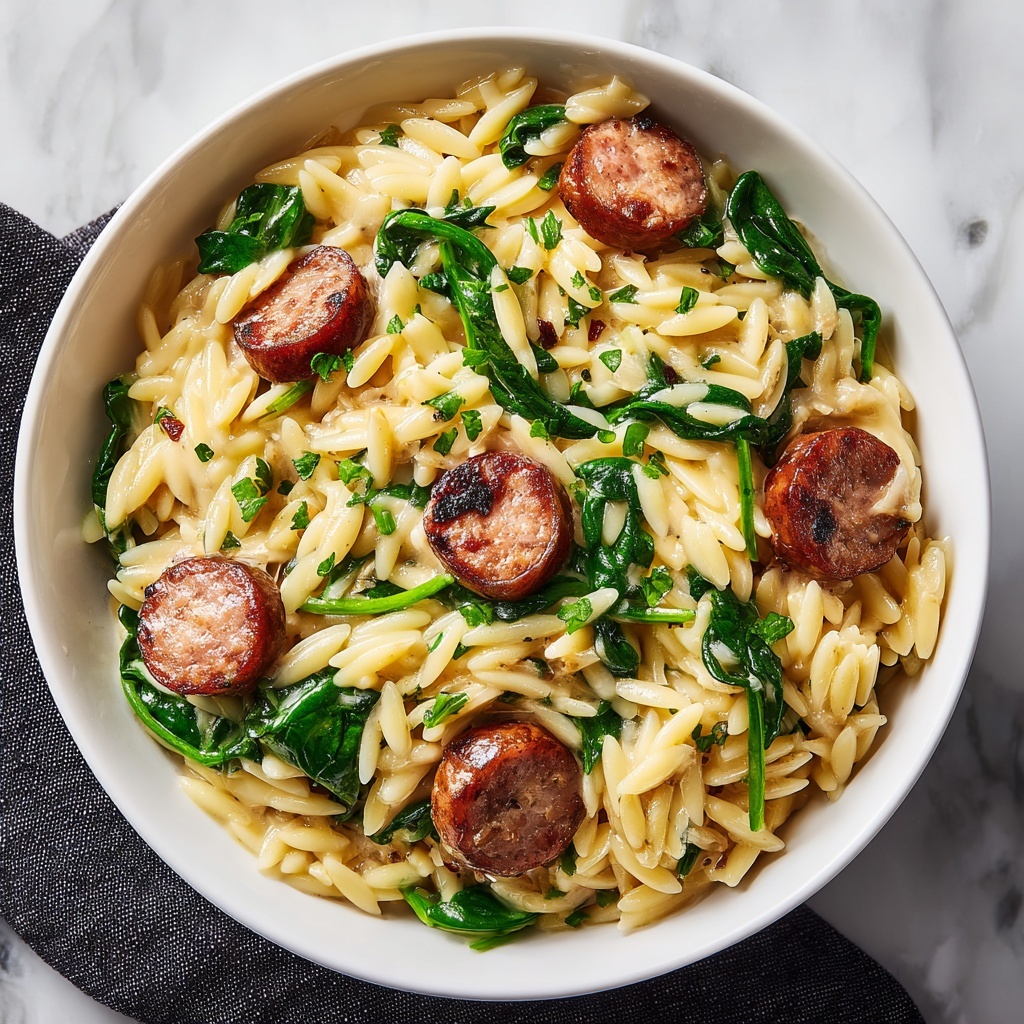 Italian Sausage Orzo with Spinach and Parmesan Recipe - Recipe Image